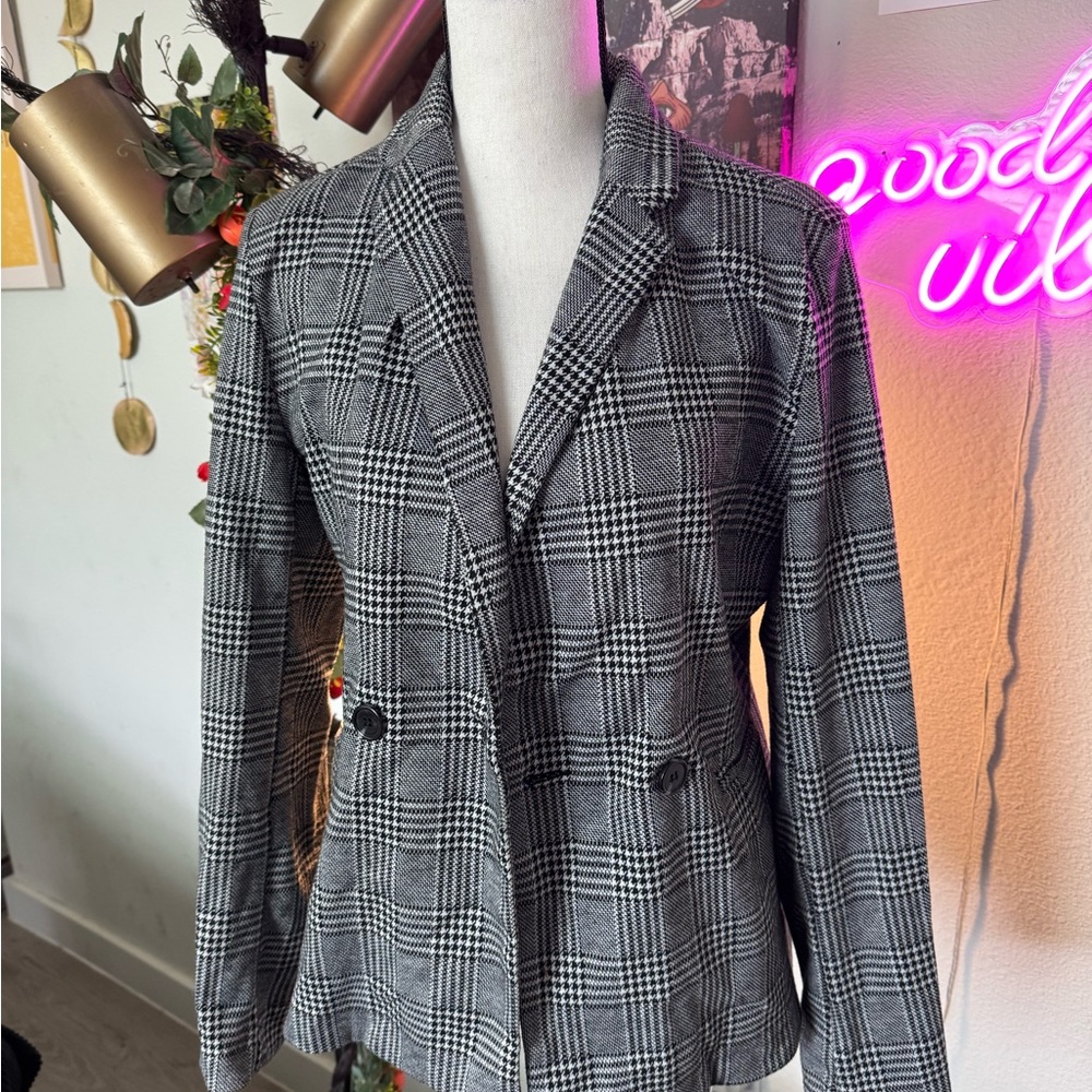 Women's Gray Plaid Blazer